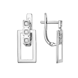 Серьги из белого золота с фианитами