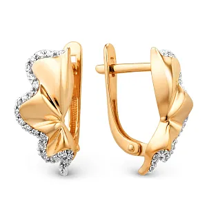 Серьги из красного золота с фианитами