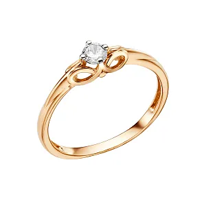 Кольцо из красного золота с фианитом