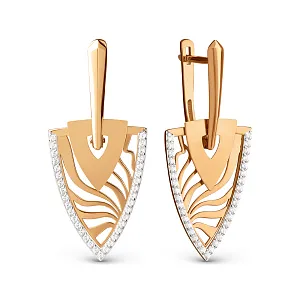 Серьги из красного золота с фианитами