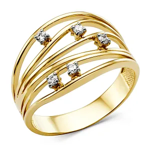 Кольцо из желтого золота с фианитами