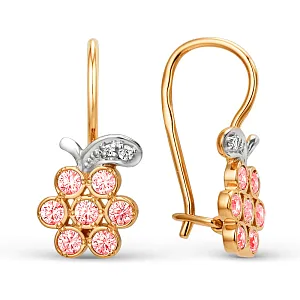 Серьги детские из красного золота