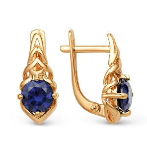 Серьги из красного золота с корундами