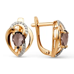 Серьги из красного золота с раухтопазами