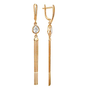 Серьги из красного золота с фианитами