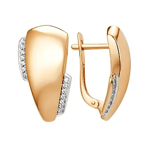 Серьги из красного золота с фианитами