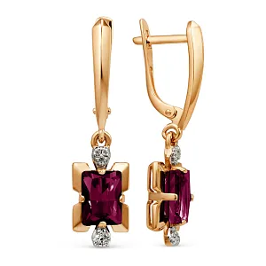 Серьги из красного золота с гранатами