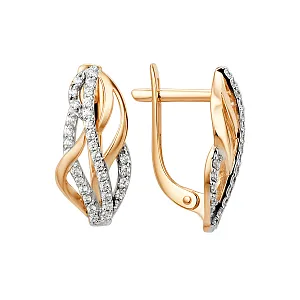 Серьги из красного золота с фианитами