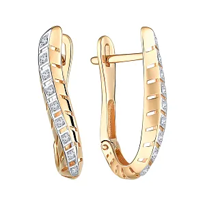 Серьги из красного золота с фианитами