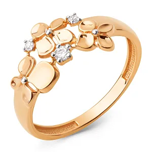 Кольцо из красного золота с фианитами