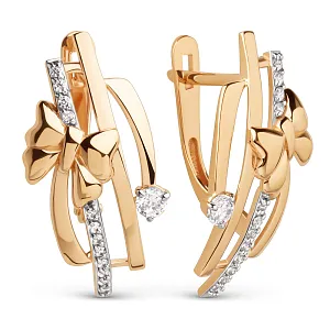 Серьги из красного золота с фианитами