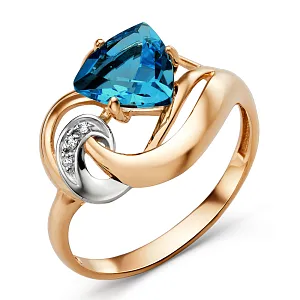Кольцо из красного золота с лондон топазом