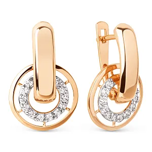 Серьги из красного золота с фианитами