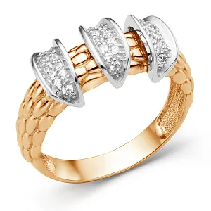 Кольцо из красного золота с фианитами