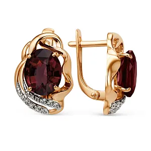 Серьги из красного золота с корундами