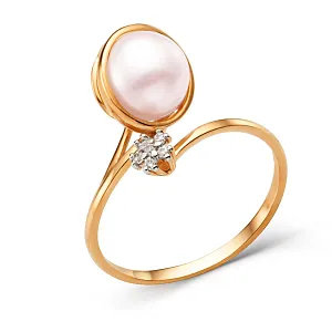 Кольцо из красного золота с фианитами