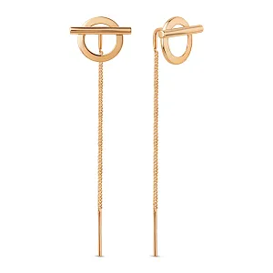 Серьги продевки из красного золота