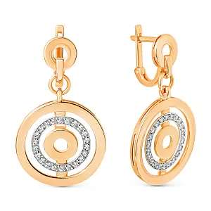 Серьги из красного золота с фианитами