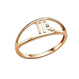 Кольцо из красного золота с фианитом