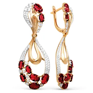 Серьги из красного золота с гранатами