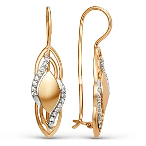 Серьги из красного золота с фианитами