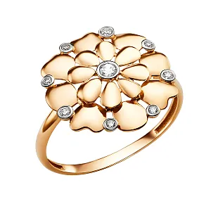 Кольцо из красного золота с фианитами