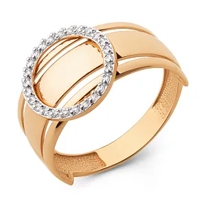 Кольцо из красного золота с фианитами