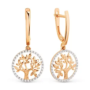 Серьги из красного золота с фианитами