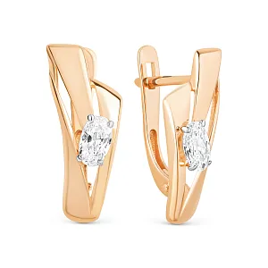 Серьги из красного золота с фианитами