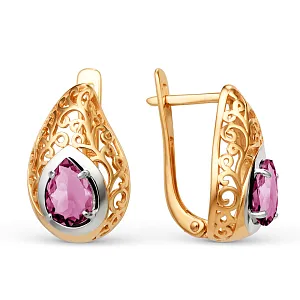 Серьги из красного золота с корундами