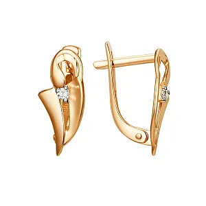 Серьги из красного золота с фианитами