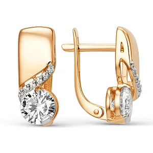 Серьги из красного золота с фианитами