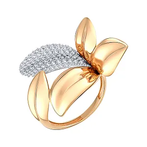 Кольцо из красного золота с фианитами