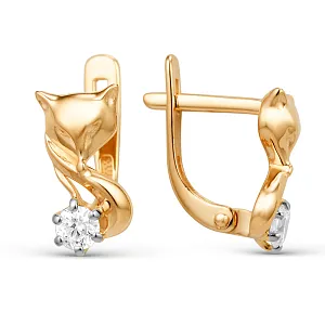 Серьги из красного золота с фианитами