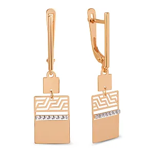 Серьги из красного золота с фианитами