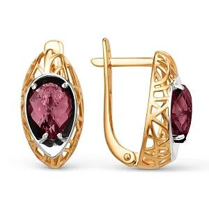 Серьги из красного золота с корундами