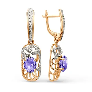 Серьги из красного золота с аметистами