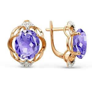 Серьги из красного золота с аметистами