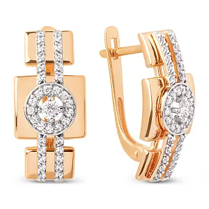 Серьги из красного золота с фианитами