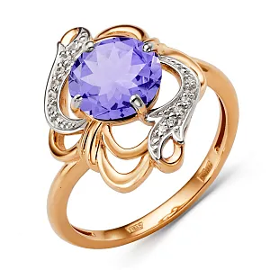 Кольцо из красного золота с аметистом