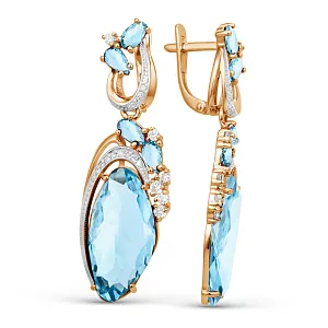 Серьги из красного золота с swiss топазами