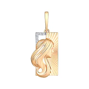 Подвеска из красного золота с фианитами