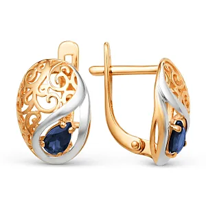 Серьги из красного золота с корундами