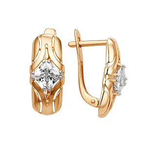 Серьги из красного золота с фианитами