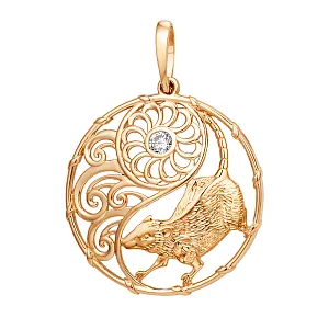 Подвеска из красного золота с фианитом