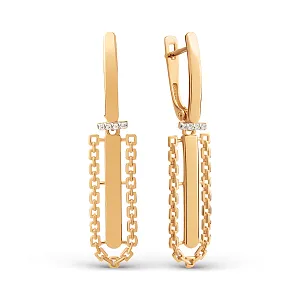 Серьги из красного золота с фианитами