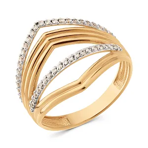 Кольцо из красного золота с фианитами