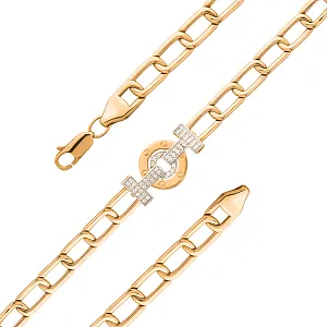 Браслет из красного золота с фианитами