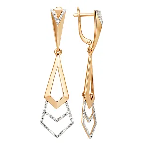 Серьги из красного золота с фианитами