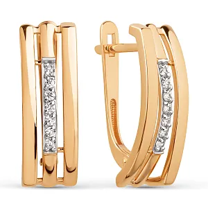 Серьги из красного золота с фианитами